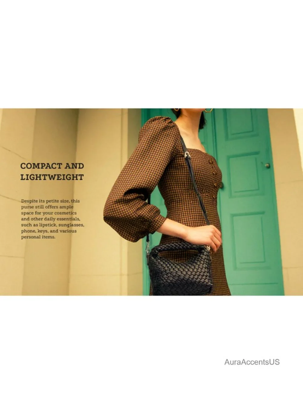 Vegan Leather Woven Crossbody Hobo Bag with Adjustable Straps